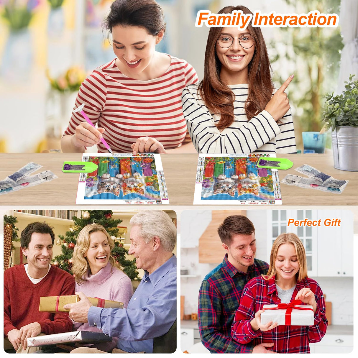 Anuver Cat Diamond Painting Kits for Adults, 5D DIY Diamond Art Kits for Beginners, Full Drill Diamond Painting Kits for Home Wall Decor, 12x12 Inch Anuver