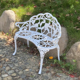 KAILI Garden Bench, Metal Aluminum Rose, Suitable for Garden Porch Park Front Porch Balcony Outdoor (White) KAILI