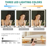 YITAHOME Vanity Set, Makeup Vanity Desk with Adjustable LED Mirror, Power Outlets, 10 Drawers, Magnifying Glass, Tempered Glass Top, Hairdryer Holder, Stool for Bathroom, Makeup Room YITAHOME