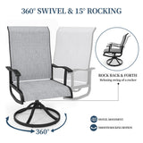 PIZZELLO Patio Swivel Chairs Set of 4 Outdoor Swivel Rocker Dining Chairs with All Weather Textilene High Back and Metal Frame, 350 LBS Capacity, Outdoor Chair Sets for Lawn Garden Backyard Deck, Gray PIZZELLO