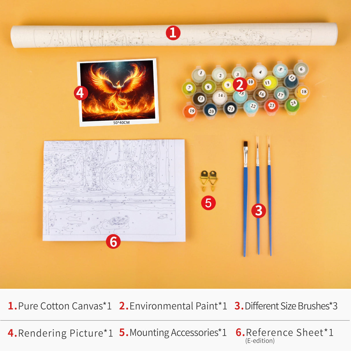 Paint by Number for Adults, Majestic Phoenix in The Fiery Rebirth, Phoenix Rise from The Ashes Paint by Numbers Kits, DIY Painting by Numbers for Home Wall Decor 16" W x 20" L Rebotipy