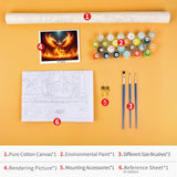 Paint by Number for Adults, Majestic Phoenix in The Fiery Rebirth, Phoenix Rise from The Ashes Paint by Numbers Kits, DIY Painting by Numbers for Home Wall Decor 16" W x 20" L Rebotipy