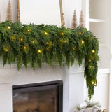 2PCS 9FT Pre-lit Christmas Cedar Garland with 100 Lights, Full 240 Pine Branches, Realistic Faux Garland Artificial Greenery for Fireplace Table Mantle Wall Indoor Outdoor Winter Holiday Decorations FAJUNZH