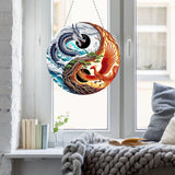 Generic DIY Hanging Diamond Pendant Special Shaped Crystal Diamond Art Painting Ornament Single Sided for Window Home Garden Wall Door Decor-Dragon & Phoenix Generic