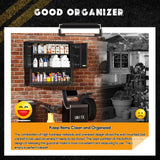 Greenvelly Metal Wall Cabinet with Locking Door, Black Wall Mounted Metal Storage Cabinet with Pegboard and Adjustable Shelf, Steel Tool Cabinet for Garage, Basement, Kitchen, Warehouse Greenvelly