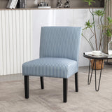 Roundhill Furniture Botticelli Blue Stripe Upholstered Slipper Accent Chair Roundhill Furniture