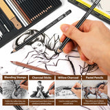 GETHPEN Sketch Pencils for Drawing,34 Pcs,Graphite Pencil (14B-4H), Charcoal Pencil,With Graphite Sticks, Erasers and Sharpener, Art Pencils for Sketching,Artist Set for Beginners and Professionals GETHPEN