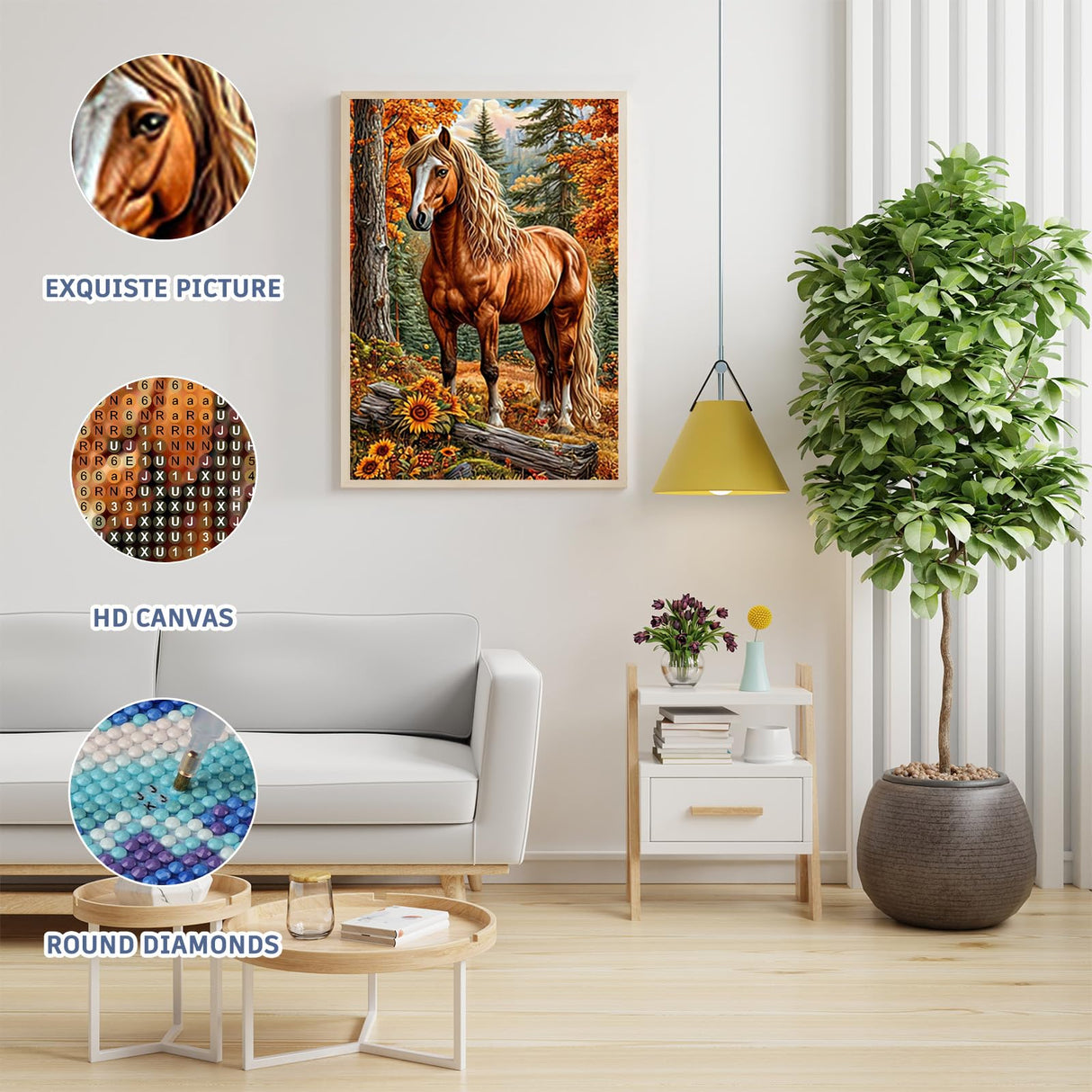 Auremi Horses Diamond Art Painting, Diamond Art Painting Kits, 5D Animals Diamond Art Kits, Full Drill Diamond Dots Paintings for Beginners, Diamond Art Painting Kits for Home 30x40 cm Auremi
