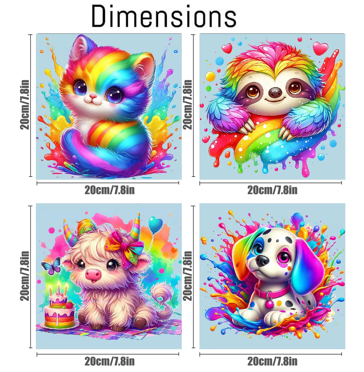 4 Pack Paint by Numbers 8x8 inch - Cute Animals Paint by Number for Kids Ages 4-8-12,Easy DIY Acrylic Oil Painting Kits on Canvas for Children Girls Boys Gifts Ammklfh