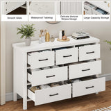 Jocoevol Fluted White 7 Drawers Dresser for Bedroom, Modern Chest of Drawers with Metal Handles, Wood Storage Dresser with Deep Drawers for Living Room, Hallway Jocoevol