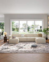 AMADA 142" Sectional Couch with L-Shape Chaise,Corduroy Cloud Couches with Deep Seats &High-Back,Upholstered Couches for Living Room Bedroom with Ottoman,No Assembly Required（4-seater&2 Ottoman，Beige） AMADA HOMEFURNISHING