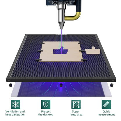 SCULPFUN Honeycomb Laser Bed 600x 600mm(23.6"x 23.6") with Clamps and Raisers, Honeycomb Working Table for S30 Ultra 11W, 22W, 33W and Other Large Laser Engraver, Smooth Edge Cutting, Table P - WoodArtSupply