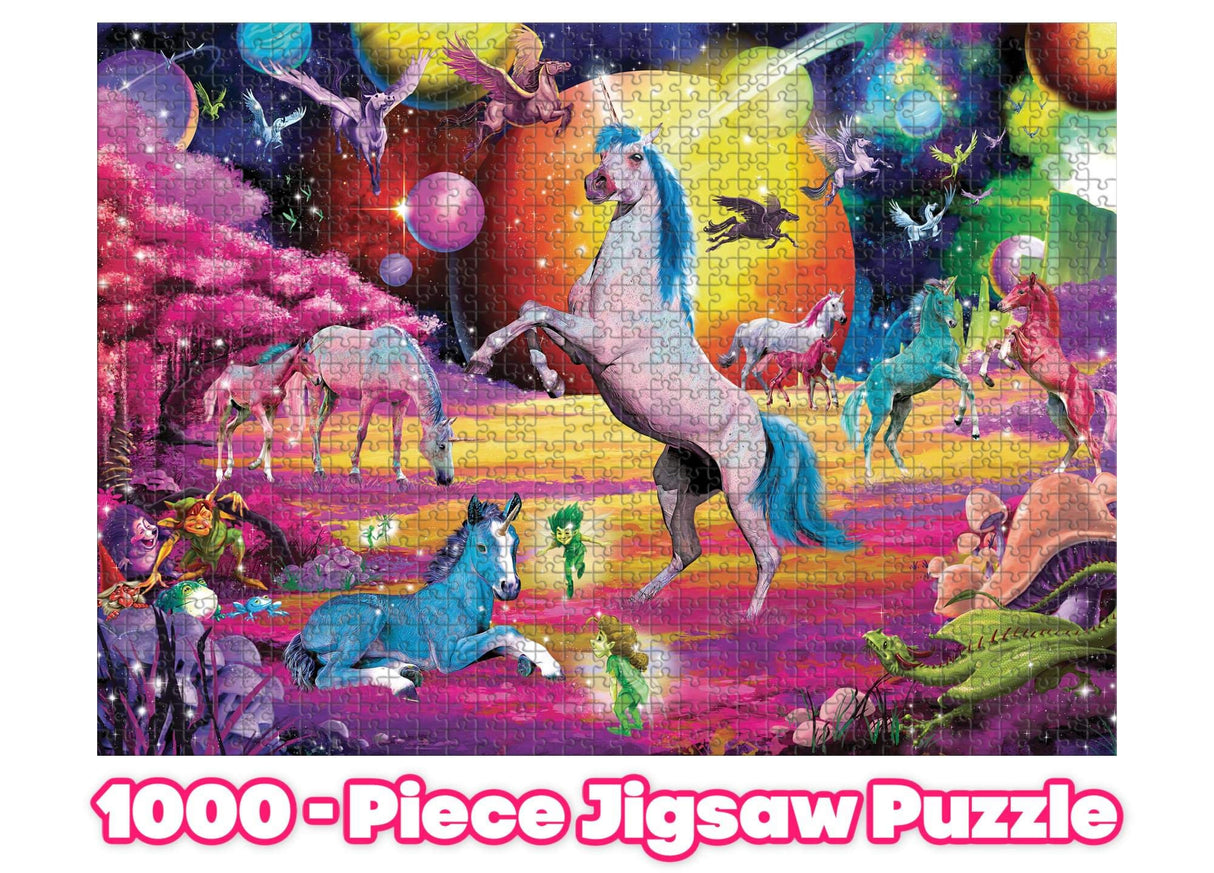 Universe of Unicorns Rainbow Fantasy Puzzle for Adults and Kids | 1000 Piece Jigsaw Puzzle Toy | Interactive Brain Teaser for Game Night | 28 x 20 Inches Toynk