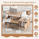 Tangkula Lift Top Coffee Table with Storage, Living Room Table with Hidden Compartment, Cabinet & Open Shelf, Flip Top Center Table, Pull up Coffee Table for Home, Office (Natural) Tangkula
