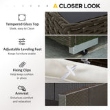 Outsunny 7 Piece Outdoor Patio Furniture Set, PE Rattan Wicker Sectional Sofa Set with Couch Cushions, Throw Pillows and Coffee Table, Orange, Cream Outsunny