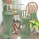 IVAPUPU 2 Pcs Cheesecloth Christmas Table Runner - 10ft Sage Green Boho Gauze Cheese Cloth Table Runners for Baby Shower Decoration Wedding Party Summer Garden Farmhouse IVAPUPU