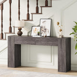 Condemo Farmhouse Console Table with LED Light and 2 Drawers, 55 inch Long Sofa Table Behind Couch, Narrow Entry Table for Entryway, Hallway, Entrance, Living Room (Gray Brown) Condemo