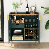 ARTPOWER Coffee Bar Cabinet with Wine Racks, Green Liquor Cabinet with Fluted Texture, Modern Sideboard Buffet Cabinet for Kitchen Dining Room, Living Room ARTPOWER