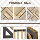 Tatuo 3 Pcs Geometric Wood Wall Art, Modern Slatted Wood Design Wall Decor, Hanging Abstract Panels Wall Decor with 3D Hollow Craft Art for Home Office Kitchen Living Room Bathroom (Simple Geometry) Tatuo