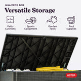 Keter Java XXL 230 Gallon Resin Rattan Look Large Outdoor Storage Deck Box for Patio Furniture Cushions, Pool Toys, and Garden Tools, Dark Grey Keter