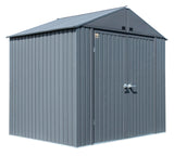 Arrow Shed Elite 8' x 6' Tall Outdoor Steel Storage Shed with High Gable and Lockable Doors Storage Building, Anthracite Arrow
