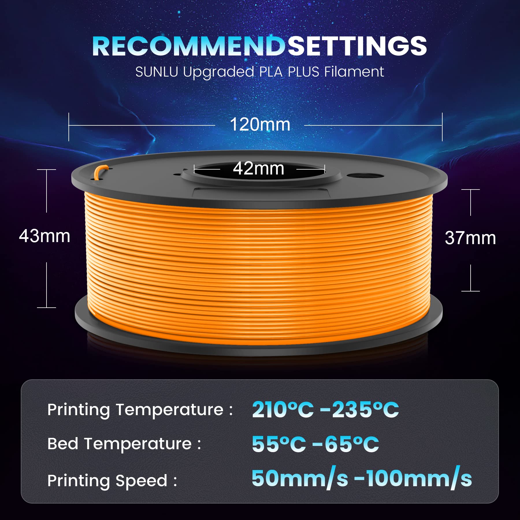 SUNLU 3D Printer Filament Pack, 0.25kg Each Spool, Total 2kg, Mini Spool, PLA+ Filament 1.75mm, 8 Packs, Black+White+Grey+Blue+Green+Red+Orange+PureYellow - WoodArtSupply