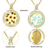 54 Pieces Rhinestone Bezel Pendant Trays Set Includes 9 Pieces Round Rhinestone Bezel Trays Double sided Blank Pendant Charm,9 Pieces Thick Chains with 18 Pieces Sublimation Aluminum Sheets and Glue MTLEE