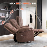 Massage Swivel Recliner Chair with Vibration Massage and Lumbar Heating for Adults,Oversized Rocker Recliner Single Sofa with Side Pocket,Two Cup Holders and USB Charge Port for Living Room MAHOMICO