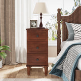 Tribesigns Solid Wood End Table, Fully Assembled Narrow Side Table with Drawers, Pre-Assembled Nightstand Slim Bedside Table for Small Spaces, Living Room, Bedroom, Brown Tribesigns