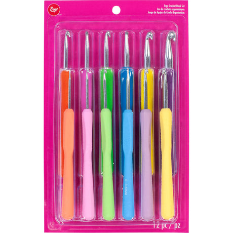 Boye 3396270001 Ergonomic Crochet Hook Set, Set Includes 12 Crochet Hooks Ranging from Sizes 2.25mm to 10mm, 12 Piece Set Boye