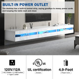 ANTISTA Floating TV Stand | 94.5'' Long Wall Mounted TV Shelf with Power Outlet, Modern Wooden Entertainment Center Media Console with Storage, High Gloss Large TV Cabinet, Up to 100 Inch TVS ANTISTA