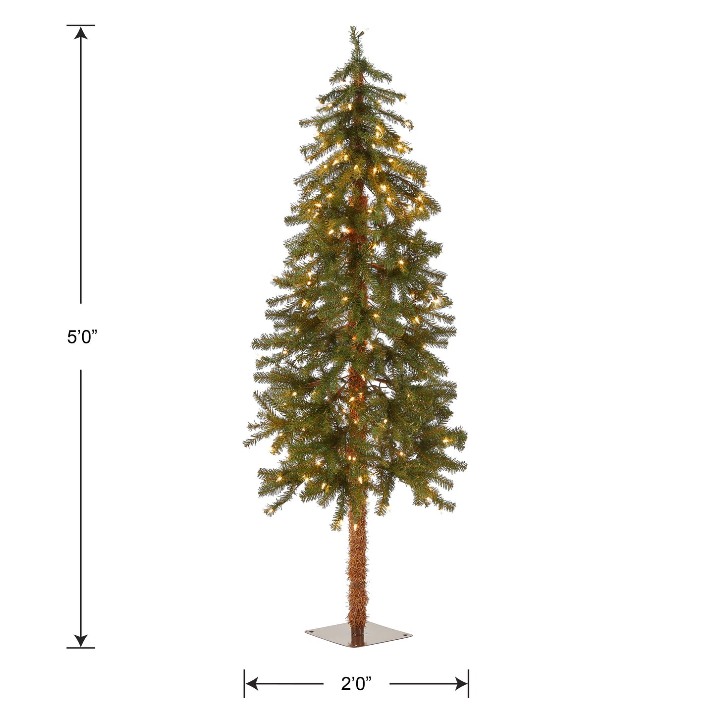 National Tree Company lit Artificial Christmas Tree Includes Pre-strung White Lights and Stand, Hickory Cedar Slim-5 ft