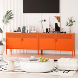 Washsemba 2 Door Metal Accent Cabinet,Orange Metal Storage Cabinet with Adjustable Shelf,2-Tier Office Cabinet,Multipurpose Metal Locker Storage Cabinet for Office Home,Music Studio (Orange) Washsemba