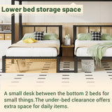 Mirightone Triple Bunk Bed Metal 3 Bed Bunk Beds for Kids Twin Over Twin Bunk Beds for 3 with Safety Guardrail for Teens Adults, Can Be Separated into 3 Twin Beds, Noise Free, Black Mirightone