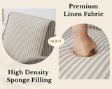 Farmhouse Striped Accent Chair for Living Room Set of 1, Linen Fabric Modern Comfy Armchairs with Cushion, Upholstered Striped Reading Chairs for Bedroom Couch Chair with Wood Legs, Khaki LIVINOVA