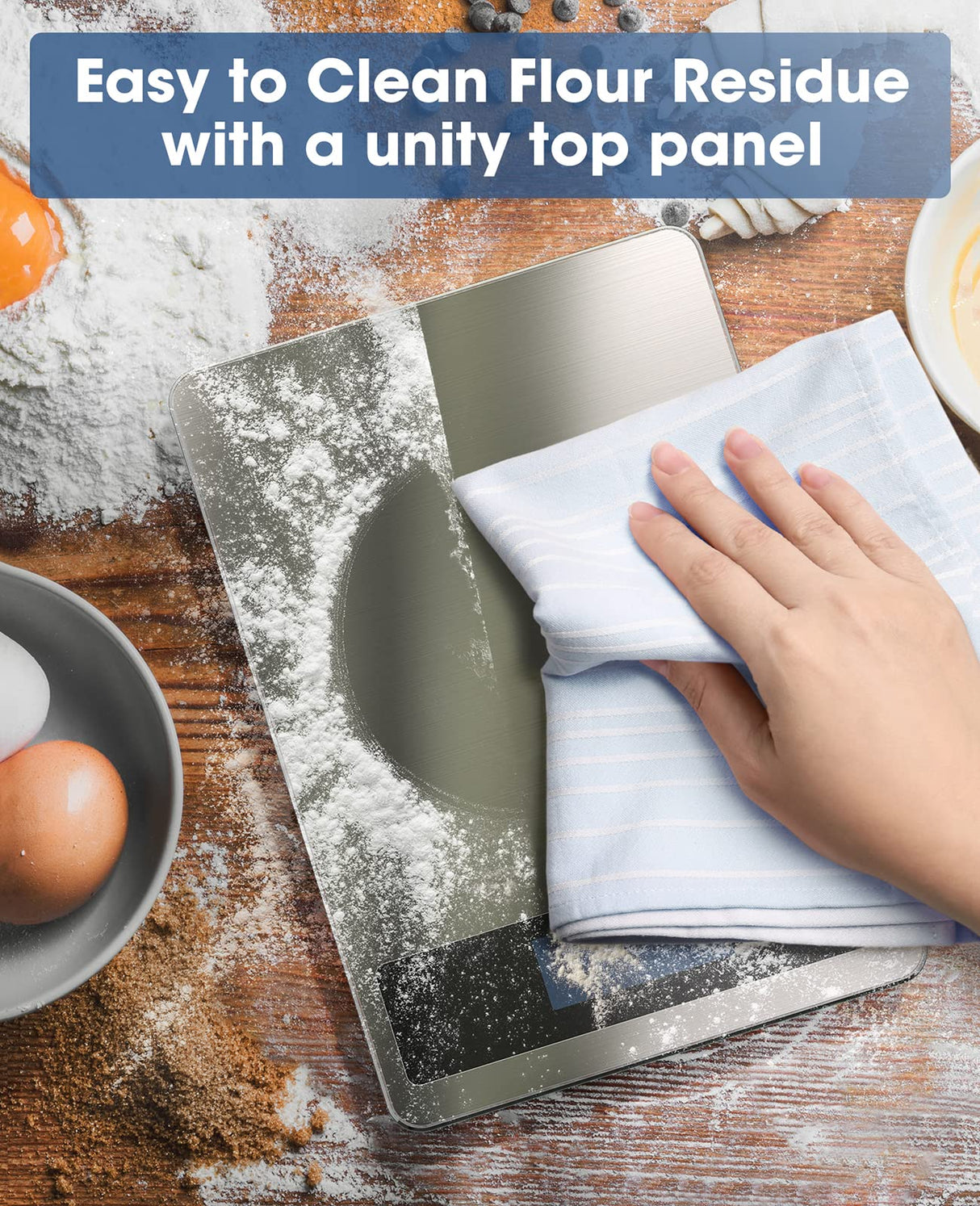 Nicewell Food Scale, 22lb Digital Kitchen Scale Weight Grams and oz for Cooking Baking, 1g/0.1oz Precise Graduation, Stainless Steel and Tempered Glass (Ash Silver) Nicewell