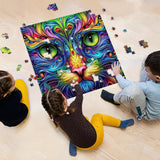 Cat Puzzles for Adults 1000 Pieces, Fantasy Animal Kitten Abstract Art Puzzle, Colorful Funny Cat Puzzle Kitty, Impossible Hard Challenge Jigsaw Puzzle for Adults PICKFORU