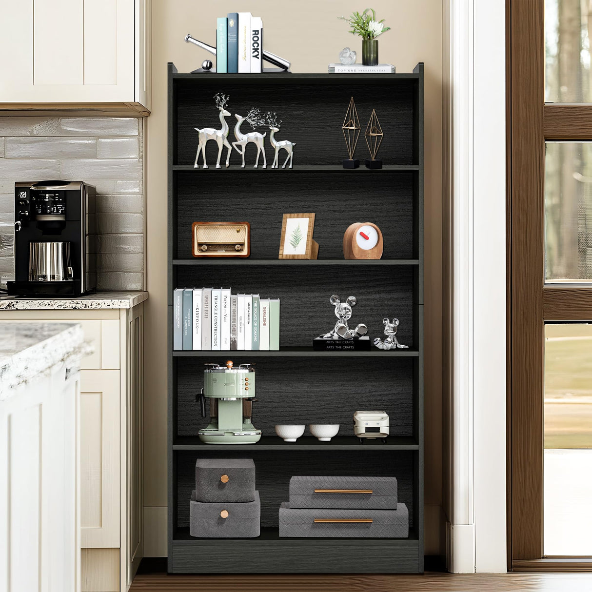 NicBex 72 Inch Tall Bookcase Modern 6-Tier Library Bookshelf Large Bookcases with Closed Back Wooden Bookcase with Stable Base Freestanding Storage Organizer for Bedroom, Office, Black NicBex