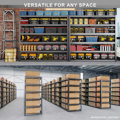 PMKES 60" Wide Heavy Duty Garage Shelving Adjustable 6 Tier Garage Storage Shelves 3900LBS Metal Shelving Unit Industrial Utility Shelf, 84" H x 60" W x 24" D PMKES