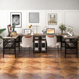 COSTWAY L Shaped Desk with Charging Station, 55” Reversible Corner Computer Desk with Mesh Storage Shelves, CPU Stand, 2 Person Gaming Desk Computer Workstation for Home Office COSTWAY