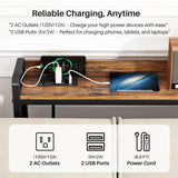 Kitstorack Rustic Brown Narrow Console Table for Behind Sofa, Elevated Rear Fence & Built-in Power Outlets, Includes 6.5' Power Cord, 5.9" D x 39.4" L x 33.3" H Kitstorack