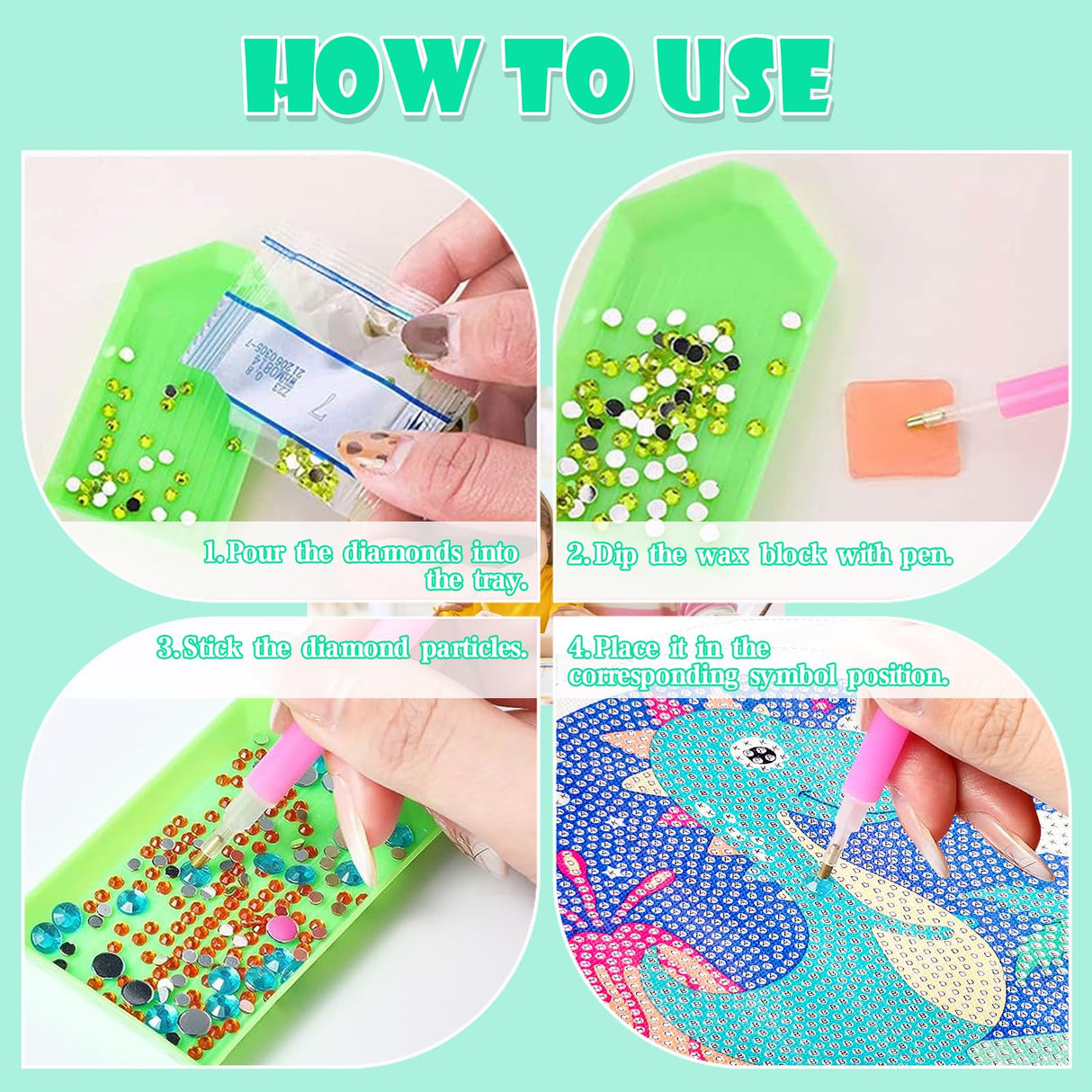 ACSAUMMY 5D Diamond Art Painting Kits for Kids with Wooden Frame Dinosaur Diamond Art and Crafts for Kids Ages 6-8-10-12 Full Drill Painting by Number Kits Gem Art with 6.7 inch Diamond Paint Frames ACSAUMMY