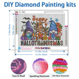 NWQZBYHT Gnome Diamond Art Kits for Adults, Halloween 5D Diamond Painting Kits for Beginners,DIY Round Full Drill Diamond Dots Gem Art for Adults, Paint by Diamonds Pictures Crafts Home Decor 16x12 In NWQZBYHT
