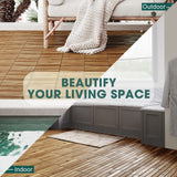 Interlocking Deck Tiles - 10PCS Waterproof Acacia Wood Patio Tiles, Flooring Tiles for Both Indoor and Outdoor - Decking Stripe Pattern, Golden Teak, 12 x 12 x 0.9 inches IDZO