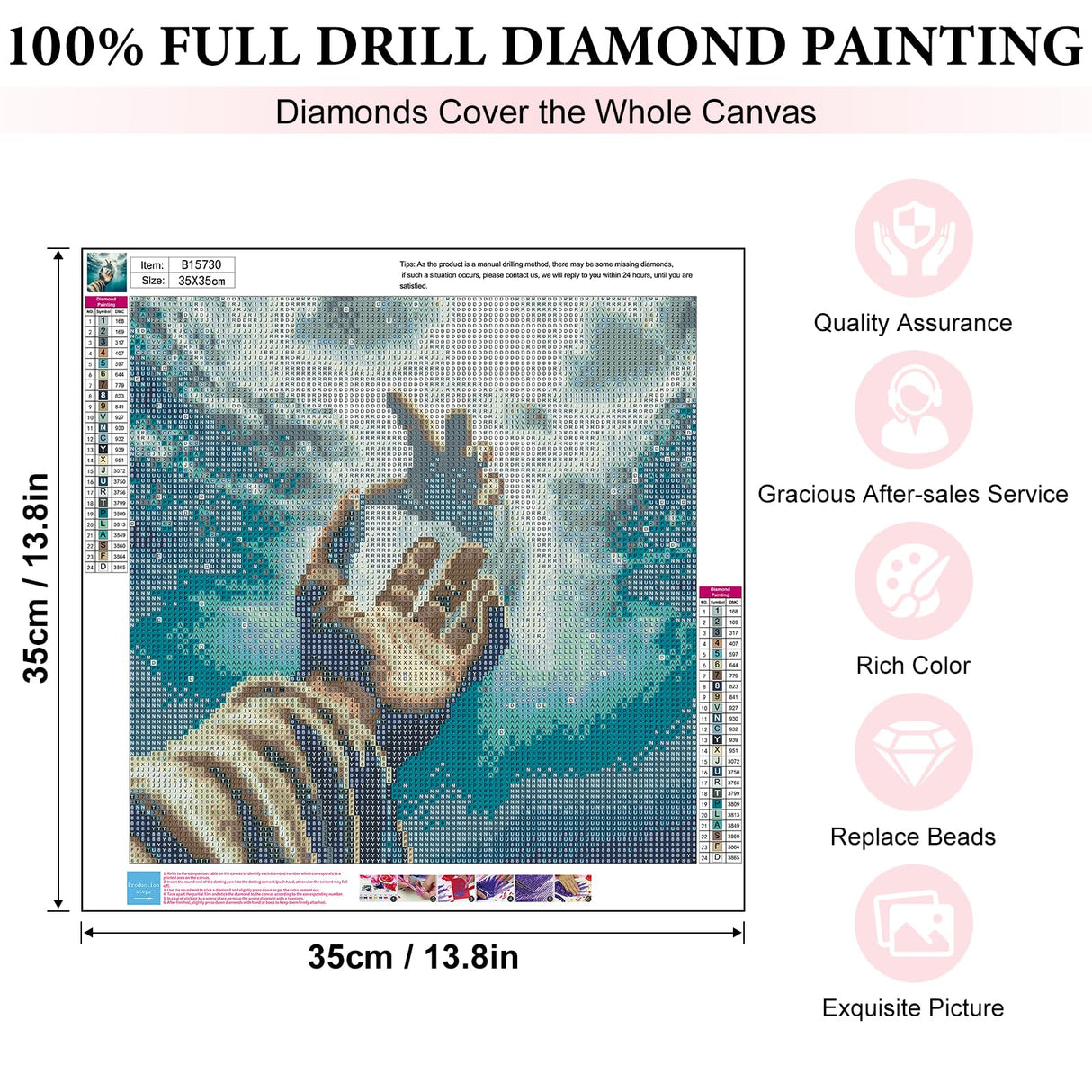 Yezavesu Diamond Art Kits for Adults, Jesus 5D Diamond Painting Kit for Beginners, Inspiring Faith DIY Round Full Drill Painting with Gem Art Kits for Home Wall Decor 14 x 14 Inch Yezavesu
