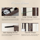 CKEASEAN Curio Cabinet 47" H Vintage Glass Display Cabinet with 3-Tier Adjustable Glass Shelves, Acrylic Mirrored Back Pane, Light Blub Included, China Cabinet for Living Room (Dark Cherry) CKEASEAN