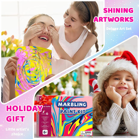Titoclar Water Marbling Paint for Kids, Art Supplies for Kids,Arts and Crafts for Girls Boys Ages 8-12 6-8 3-5, Birthday Gifts Toys for Girls 3+ Years Old Titoclar