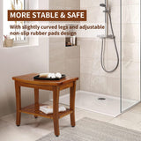 TEAKMAMA 20" Teak Shower Bench Waterproof Wood Shower Chair for Inside Shower Teak Stool with Shelf for Bathroom Sturdy Shower Seat for Elderly, Assembly Required TEAKMAMA