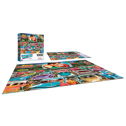 RoseArt - Back to The Past - Drive in Date Night - 1000 Piece Jigsaw Puzzle for Adults