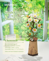 rowood 3D Puzzle Wooden Flower,DIY Flower Building Block Set Craft Kit for Kids,Mother's Day/Valentine's Day/Teacher's Day/Thanksgiving/Christmas/Birthday Gift for Mom/Grandma-Chamomile rowood